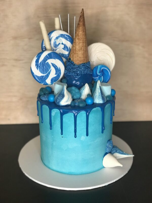 Blue candy coma cake