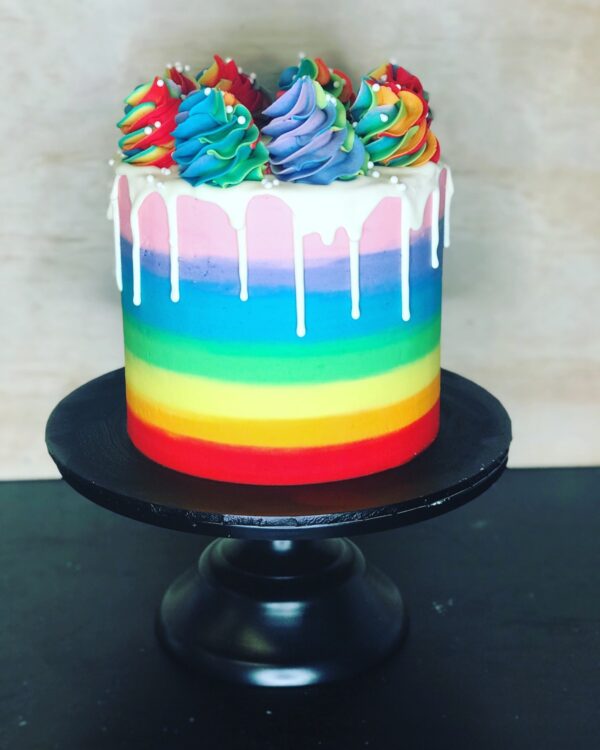 rainbow drip cake