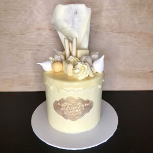 ultimate white chocolate cake with custom message
