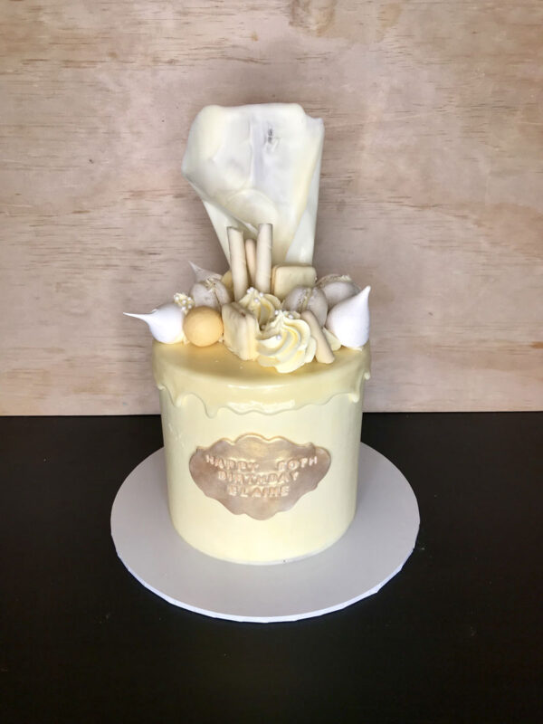 ultimate white chocolate cake with custom message