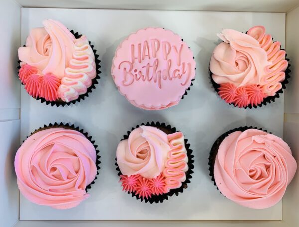 kids happy birthday pink cupcakes